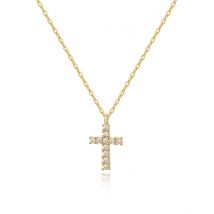 Collier femme en or avec croix en cuivre et zirconium, pendentif femme exquis et polyvalent en plaqué or