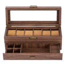 Boîte de rangement pour montres et bijoux, boîte cadeau rétro en cuir PU, boîte de rangement pour montres et bijoux