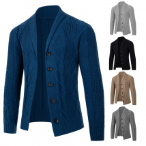 Veste pull décontractée et populaire pour hommes, cardigan tricoté à manches longues et revers à simple boutonnage, automne et hiver 2023