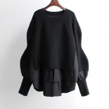 Vêtements pour femmes Deux pulls tricotés Design de pull Sens de tout Chemise Couture Chemise à fond fin