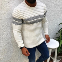 Pull à rayures pour hommes Pull en tricot pour hommes de printemps Top décontracté