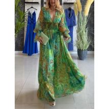 Women's Clothing New Sexy Deep V Printed Beach Dress