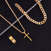 Ensembles de bijoux croix bijoux chaîne bague bracelet collier 3 ensembles