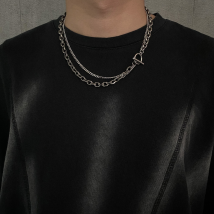 Ins nouveau design de niche marque de mode ancienne une ligne boucle clavicule collier double couche conception simple chaîne de cou (mâle)