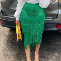 Jupe à franges épissées taille haute, jupe slim moulante aux hanches, jupe crayon de fête, jupe femme grande taille, jupe