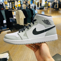 Nike Men's Air Grey White Black Mid Top Durable And Anti Slip Casual Basketball Shoes 554724-078