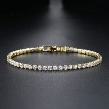 Bracelet de tennis unisexe en zircon pour femme, bracelet plaqué or avec cristal de diamant à une rangée, bijoux à vendre