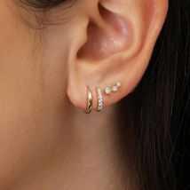 Parure de bijoux tendance pour femme en laiton plaqué or véritable, boucles d'oreilles créoles simples et tendance en or avec zircone, ensemble de trois pièces