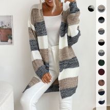 Design Feel Knitted Cardigan Striped Coat Sweater