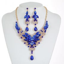 Luxurious colorful flower collarbone necklace exaggerated earring set jewelry bridal accessories dinner gown