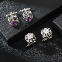 new creative hollow diamond zircon cufflinks button fashionable men's French Cufflinks