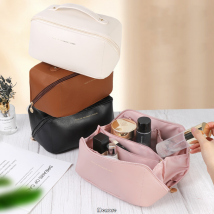 Trousse de maquillage de voyage de grande capacité, pochette multifonction en Pu pour cosmétiques, organisateur de produits de toilette portables pour femmes, trousse de toilette étanche pour salle de bain
