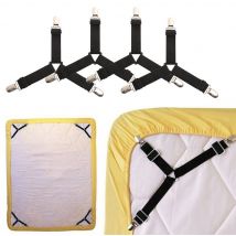 Porte-draps multifonctionnel, boucle de drap de lit réglable, antidérapant, fixe, vêtements, pantalons, pince à rideaux, 4 pièces