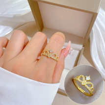 Bagues de luxe en Zircon pour femmes, plaque en or réglable, Design tendance, bijoux de mariage féminins