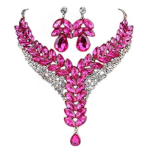 Women's Wedding Bridal Bridesmaid Rhinestone Crystal Statement Necklace Earrings Party Costume Jewelry Set