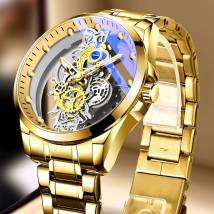 Nouveaux hommes montre squelette automatique montre à quartz or squelette Vintage homme montre hommes montres haut de gamme de luxe часы мужские