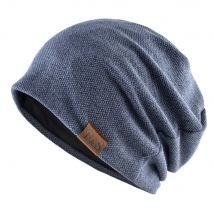 Chapeau unisexe pour le printemps et l'automne, chapeau tricoté ample et décontracté, chapeau d'hiver avec étiquette en cuir FS pour hommes et femmes avec chapeau baotou d'extérieur en velours