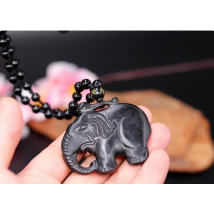 Collier en jade avec pendentif en forme d'éléphant,amulette porte-bonheur à la mode, cadeaux pour hommes et femmes