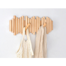 Porte-manteau mural en bois naturel pour piano | Porte-manteau mural | Patère murale rabattable à 5 crochets | Décoration murale pour entrée