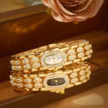 Montre-bracelet incrustée de bijoux, montre à quartz luxueuse pour femmes, bijoux pour fêtes et banquets