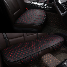 Yuanmheng 1Pc/3Pcs Car Front Rear Seat Leather Cover Pad Mat Cushion with Pocket