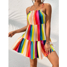 Robe trapèze sans manches à imprimé vacances