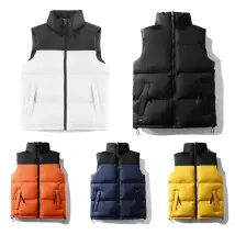 Gilet matelassé pour homme, gilet de créateur pour homme, gilet north weste, matériau en plumes, manteau en graphite ample, visage gris, noir et blanc, qualité de marque, lancement du produit
