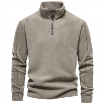 Vetement homme sweat a capuche col montant demi zip manches longues tendance haut homme
