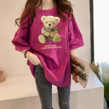 T-shirt mi-long imprimé paresseux pour femme