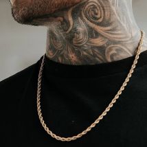 Chaîne torsadée de 3 mm pour hommes, chaîne tendance hip-hop, chaîne torsadée, chaîne assortie, collier pour hommes