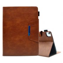 Pour iPad Pro 11 2022/2021/2020 / Air 10.9 2022/2020 Étui en cuir à fermoir magnétique à texture croisée en daim (marron)