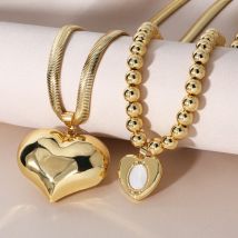 Collier avec pendentif en forme de Vierge Marie en plaqué or avec perles style hip-hop nkb880