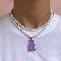 Creative Candy Gummy Bear Pendentifs Colliers Perlés pour Femmes Multicouche Imitation Perle Collier Hommes Haruku Choker