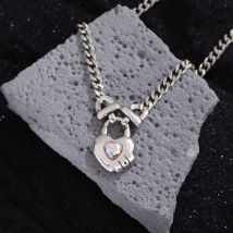 Wholesale Jewelry Elegant Modern Style Classic Style Heart Shape Lock Copper Pendant Necklace