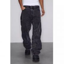 Men's Clothing Cleanfit Retro Snowflake Washed Jeans For Men Heavy Duty Distressed Ripple Pleated Vibe Straight Pants
