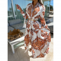 Robe longue décontractée style bohème pour femmes, robe de vacances ample INS