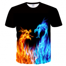 2023 men's 3D printed T-shirt fashion clothes men's everything match retro top Fire dragon