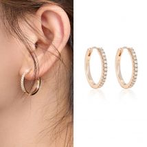 Silver Moissanite Earrings Simple Light Luxury Large Circle Moissanite Earrings Handmade Full Diamond Inlaid