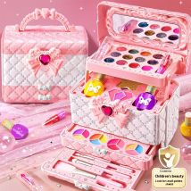 Children's cosmetics set, lipstick, nails, girls' toys, home decoration, makeup box, little princess birthday gift
