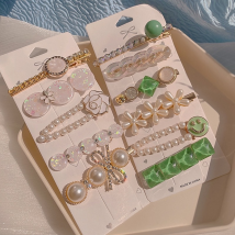 Ensemble d'épingles à cheveux en perles pour filles, joli ensemble d'épingles à cheveux doublées de diamants de rhinocéros, accessoires pour cheveux sur le côté