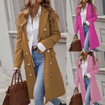 Women's Clothing spring and summer long woolen coat for women with multiple buttons