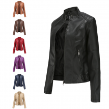 Veste slim femme Veste biker femme veste cuir col montant grande taille