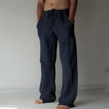 Vêtements pour hommes pantalons en lin décontracté couleur unie pantalon en lin mince pour hommes