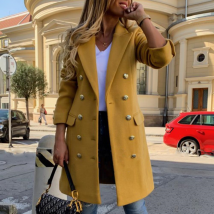 Women's Clothing new double-breasted lapel slim coat women's windbreaker jacket