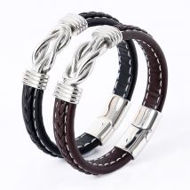 fashion commuter bracelet men's bracelet leather bracelet alloy magnetic twisted punk bracelet