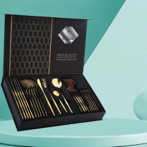 24-Piece Stainless Steel Cutlery Set - Steak Knives Forks & Coffee Spoons In Elegant Gift Box​
