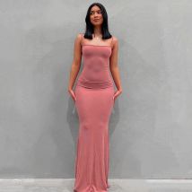 Robe longue décontractée à bretelles pour femme
