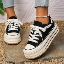 Thick soles low top canvas shoes women board shoes thin matching small white shoes