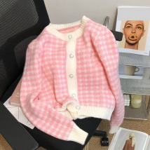 Vêtements pour femmes Veste tricotée douce et gluante pour femme, pull court cardigan pour vêtements d'extérieur, pull féminin girly slim et blanc