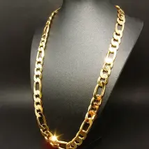 Collier pour homme en or massif jaune massif de 94 g et 12 mm, chaîne gourmette